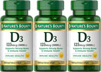 Nature's Bounty Salud Inmunológica Vitamina D3 5000 UI, 400 Cápsulas Blandas de Liberación Rápida