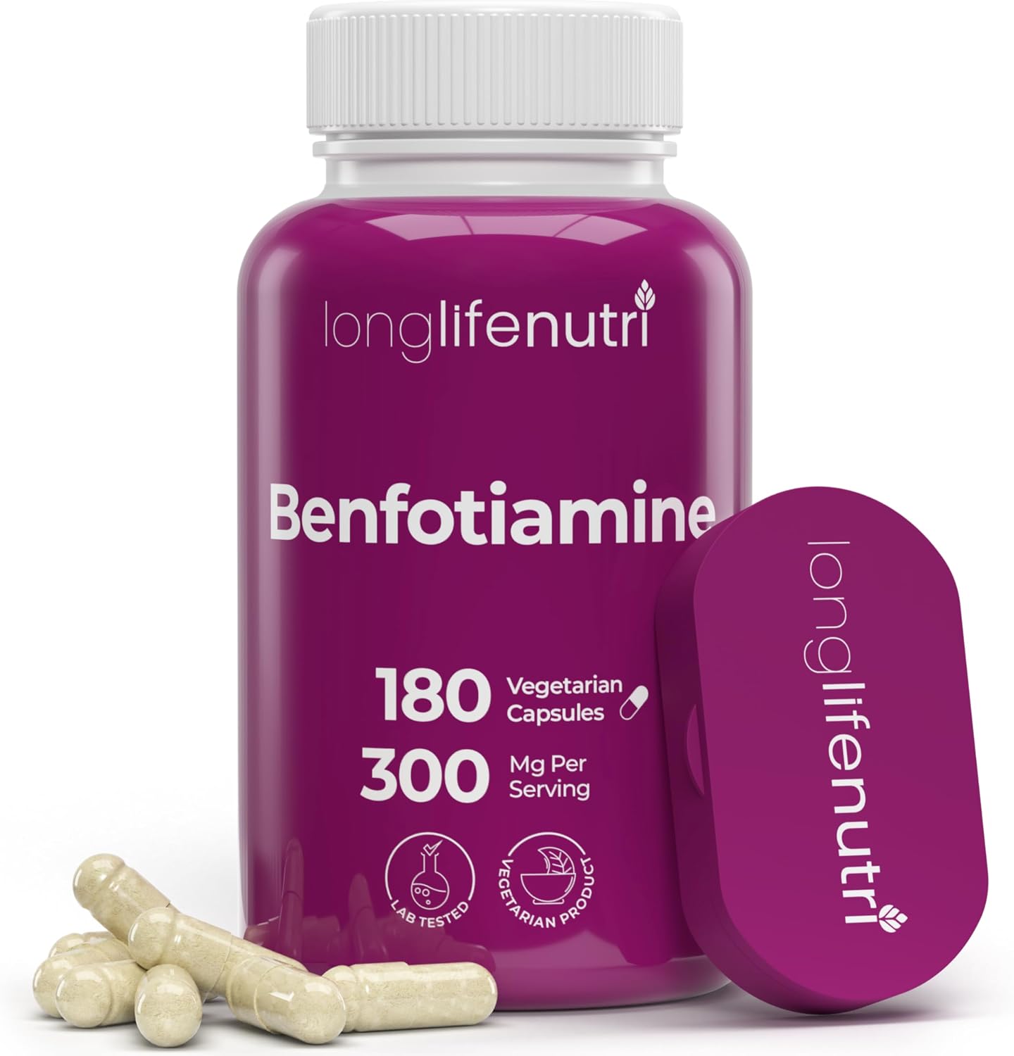 LongLifeNutri Benfotiamina 300mg – 180 Cápsulas Vegetarianas – Suministro para 6 Meses