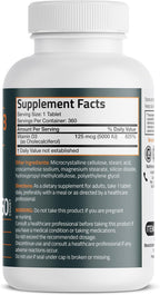 Bronson Vitamina D3 5000 UI (125 mcg) - 360 Comprimidos - No Transgénico, Sin Gluten, Sin Soja