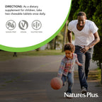 NaturesPlus Animal Parade Calcio sin Azúcar para Niños, Sabor Sundae de Vainilla - 90 Tabletas Masticables con Forma de Animales