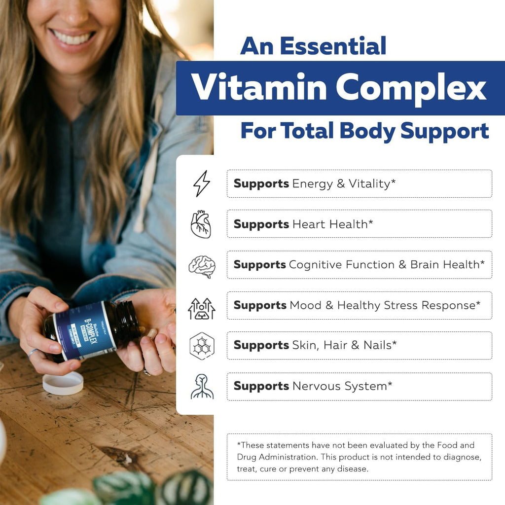 BioActive Vitamin B Complex - Complejo B Metilado con Metilfolato y 3 Formas de B12 - Triquetra Health
