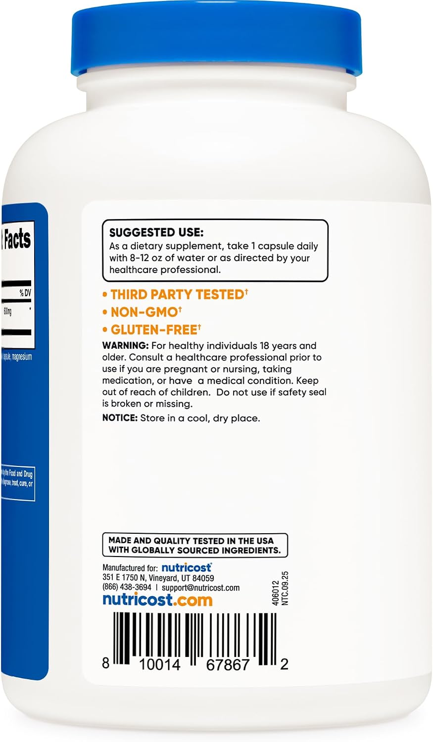 Nutricost Fadogia Agrestis (240 Cápsulas | 600 mg por ración) - Potente Extracto 10:1, Sin Gluten, Sin OGM