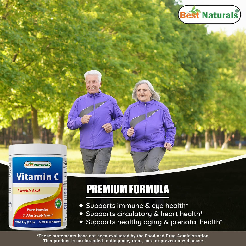 Best Naturals Vitamina C Pura en Polvo 100% - 454 g (1 lb) - Pack de 3