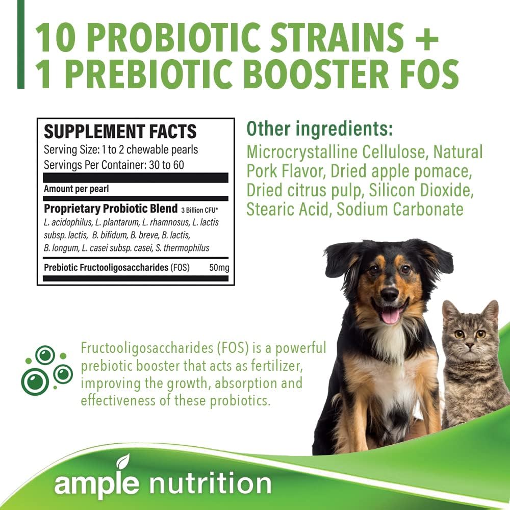 Nutrition Complete Probiótico + Prebiótico para Perros y Gatos, 60 Perlas Sabor Cerdo