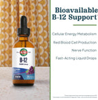 KAL B12 1000 mcg DropIns, Líquido de Vitamina B12 de Alta Absorción, Sabor Natural a Uva, 196 Dosis, 60 ml