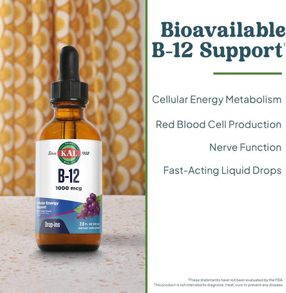 KAL B12 1000 mcg DropIns, Líquido de Alta – Sabor natural a uva. – Image 3
