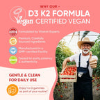Vitamin D3 K2 Gummies con Calcio, Magnesio, Vitamina C y Zinc - 60 Gominolas Veganas