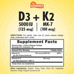 Sundance Vitamina D3 K2 | 40 Cápsulas Blandas de Liberación Rápida | 5000 UI