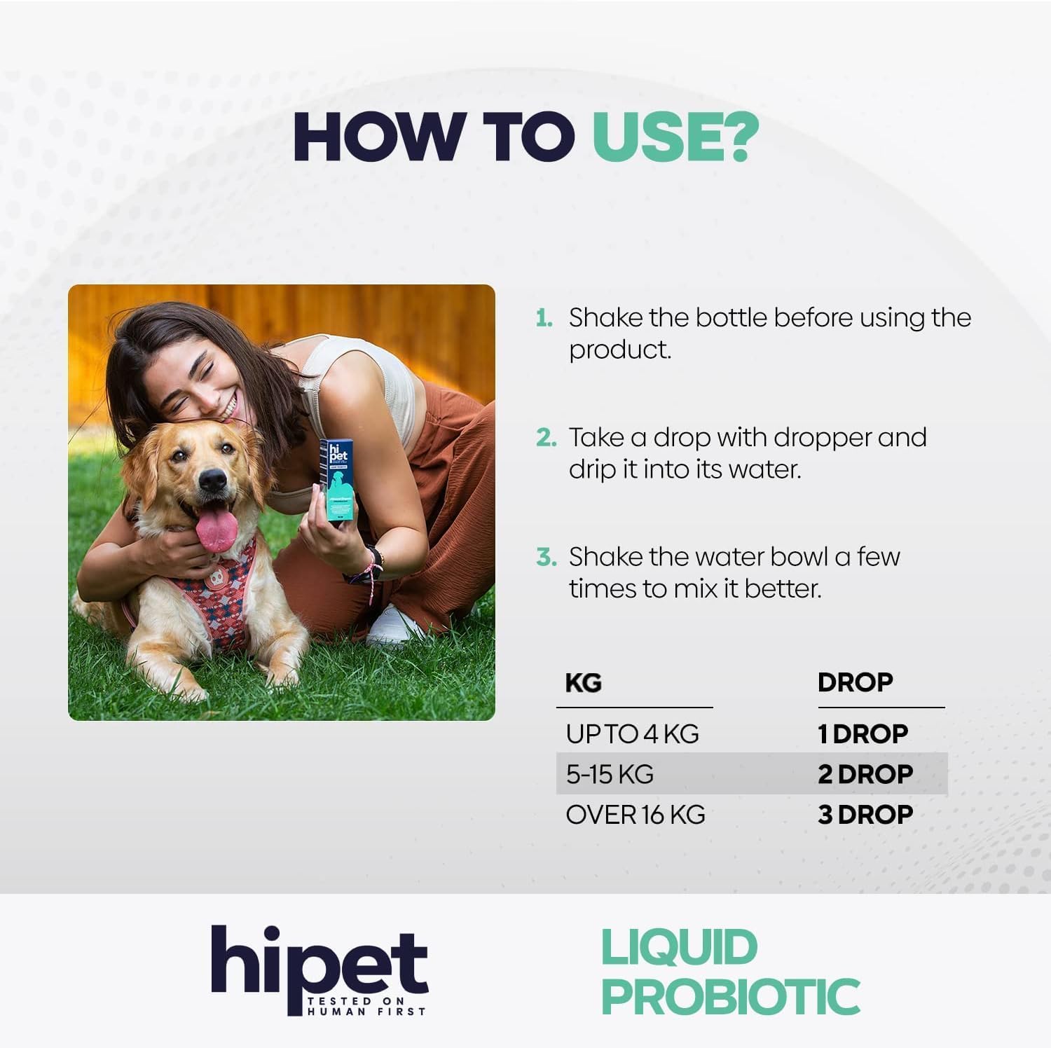 HiPet Probióticos Líquidos para Perros y Gatos - 13 Mil Millones UFC/ml - Fórmula Sin Lactosa - 50 ml