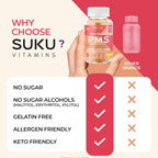 SUKU Vitamins - Gomitas para el síndrome premenstrual con Vitex (Sauco casto) - Sabor melocotón y mango - 50 gomitas