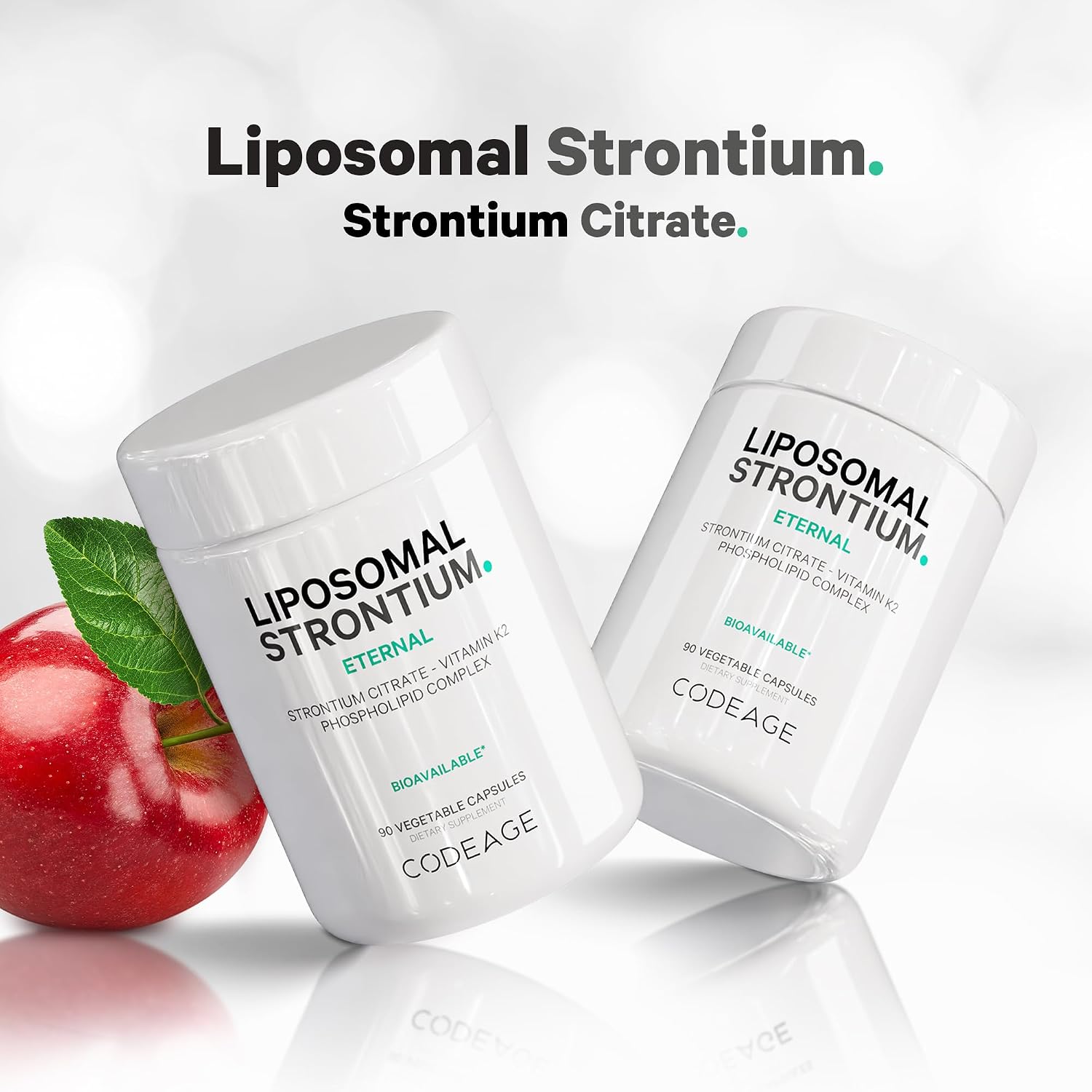 Codeage Liposomal Strontium - Estroncio Citrato, Vitamina K2 MK-7, 90 Cápsulas