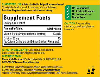 Nature Made Vitamina B12 500 mcg, 100 – Contribuye a la reducción del cansancio y la fatiga: Favorece la – Image 3