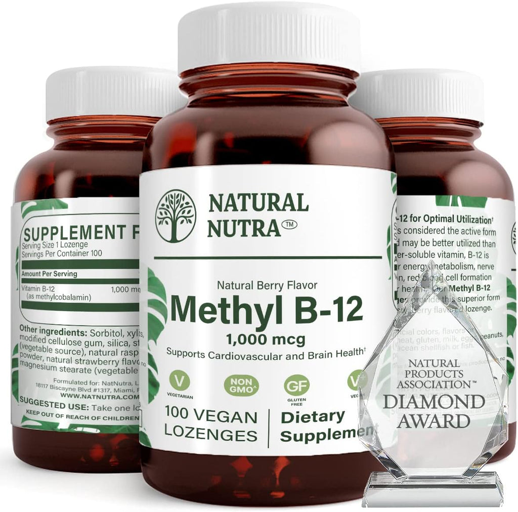 Natural Nutra Metil B12 1000mcg - 100 Comprimidos Sublinguales Veganos Sabor a Bayas