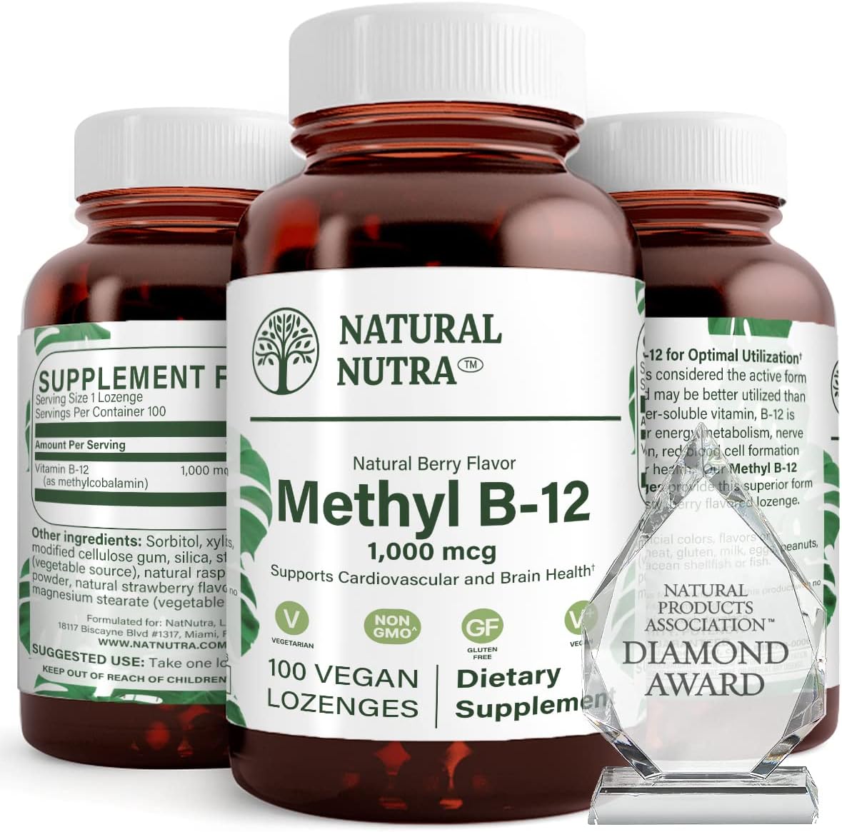 Natural Nutra Metil B12 1000mcg - 100 Comprimidos Sublinguales Veganos Sabor a Bayas