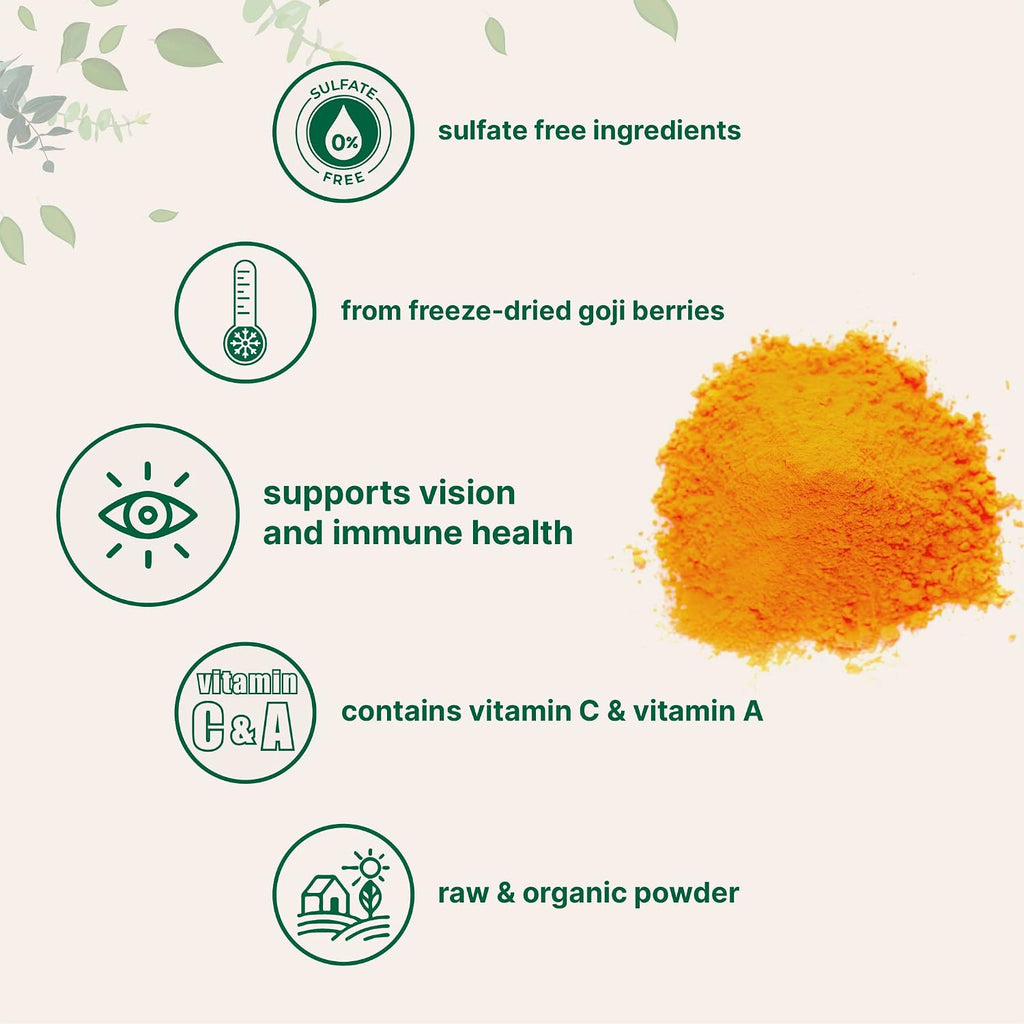 Organic Goji Powder, 453 g (16 oz) | Freeze-Dried Berries | Sulfate and Additive Free | Vegan