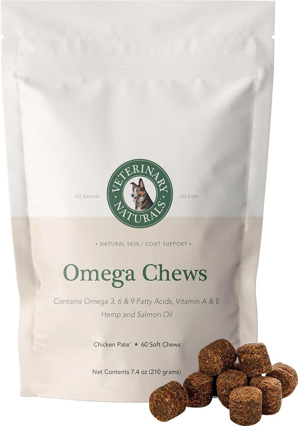 Veterinary Naturals Hemp Oil & Salmon Oil Chews for Dogs - 60 Soft Chews