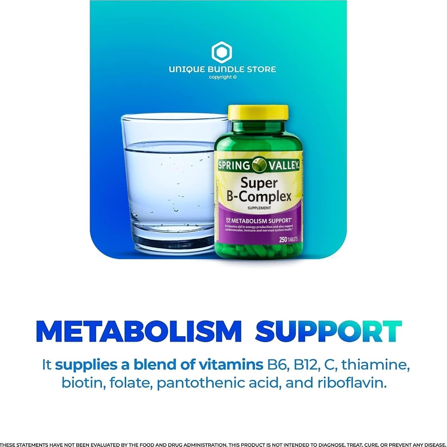 Super Vitamin B Complex – 250 Comprimidos, Complejo B, B12, B6, Biotina, Folato (Pack de 3)