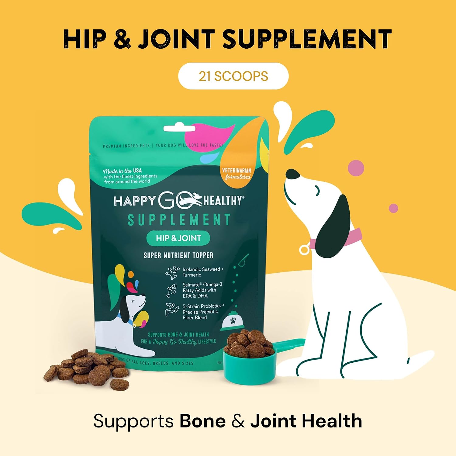 Suplemento para Cadera y Articulaciones para Perros - Happy Go Healthy - 21 Porciones