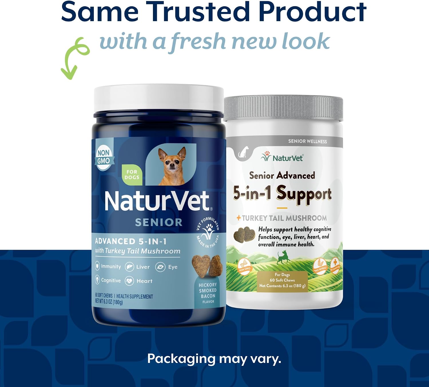NaturVet Senior Advanced 5-en-1 Apoyo para Perros Mayores – 60 masticables blandos con Ginkgo Biloba y Luteína