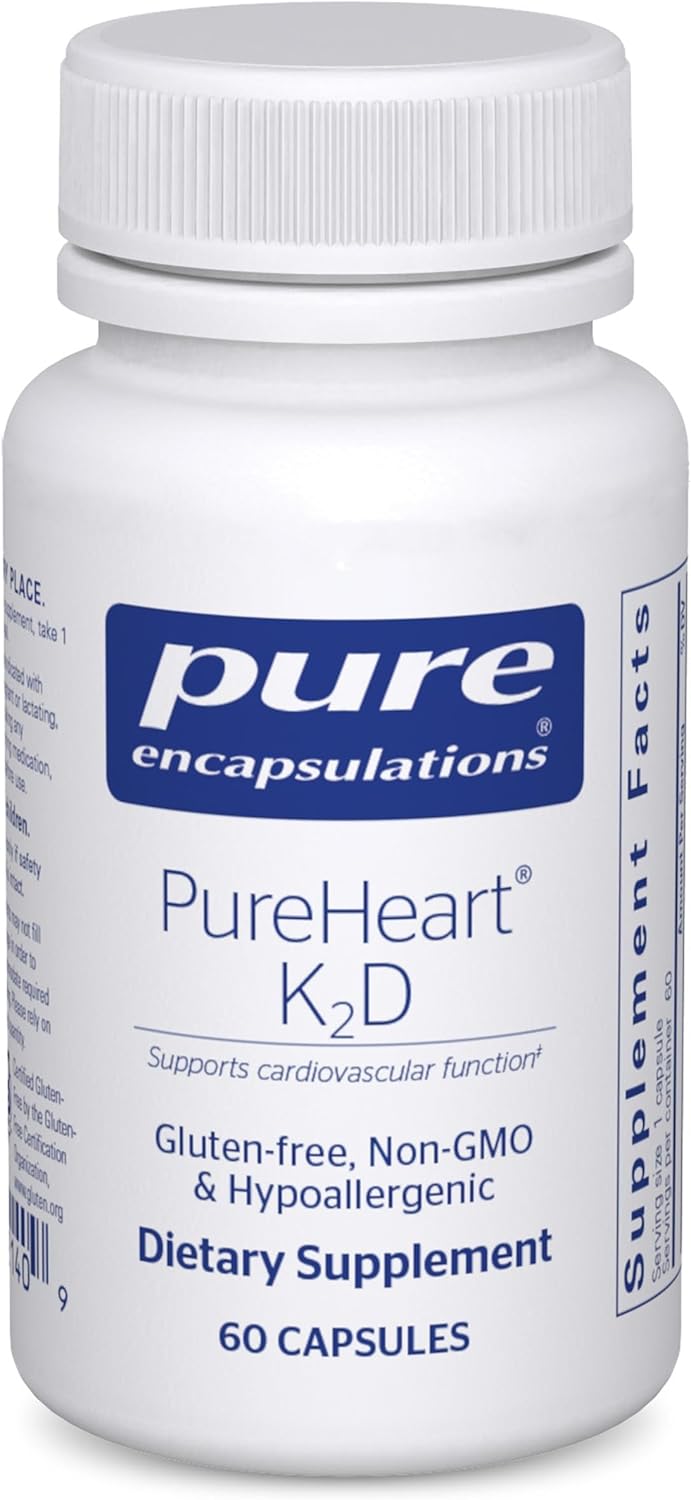 Pure Encapsulations PureHeart K2D - Vitamina D3 y K2 con MK-7 - 60 Cápsulas
