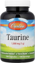 Carlson Taurina, Aminoácido de Forma Libre, 1000 mg, 100 Cápsulas