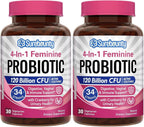 Probióticos para Mujeres, 120 mil millones UFC, 34 cepas, Prebióticos, Enzimas Digestivas, Arándano rojo, 4-en-1 Probiótico Femenino, Apoyo Digestivo, Vaginal e Inmunológico, 30 cápsulas