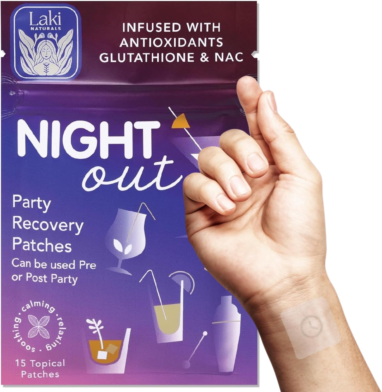 Laki Naturals 15 - Night Out Party Patch, Antioxidante para Recuperación Matutina