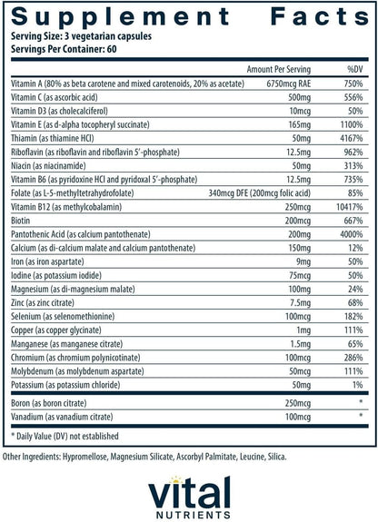 Vital Nutrients Multi-Nutrients con Hierro y – El metabolismo energético normal (vitaminas B1, B2, B3, B5, B6, – Image 2