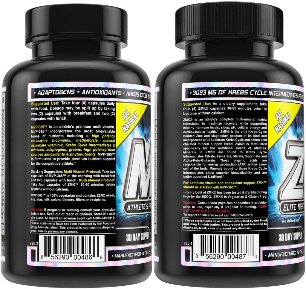 MST Foundation Stack: ZMK Nighttime Multi-Mineral (120 cápsulas) + MVP-365 Multivitamínico Premium (120 cápsulas)