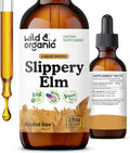 Wild & Organic Gotas de Olmo Resbaladizo - Extracto Líquido de Corteza de Ulmus Rubra - Sin Alcohol, Vegano - 2 fl oz