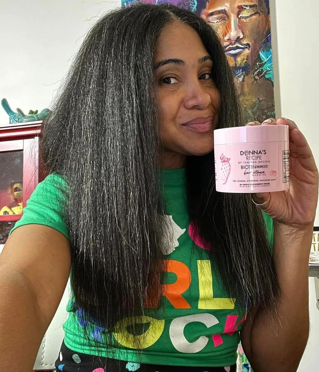 Donna's Recipe Gominolas de Biotina para Cabello, Piel y Uñas – 10.000 mcg – 60 Gominolas Veganas de Fresa