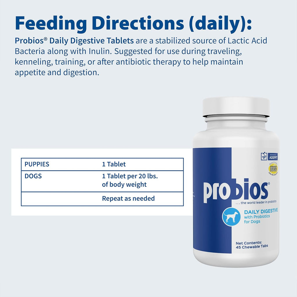 Probios Comprimidos Masticables para Perros - Probiótico Diario - 45 unidades
