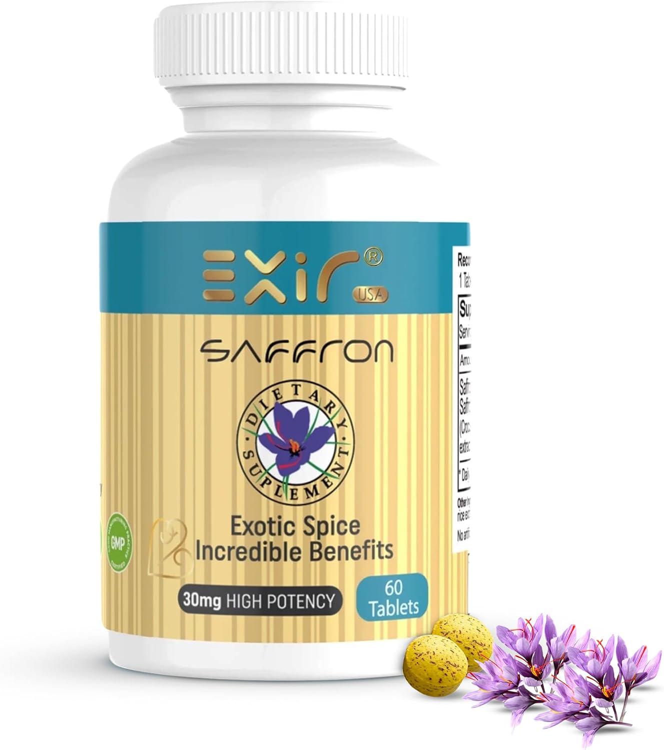 EXIR Azafrán 30 mg - 180 Comprimidos - Suplemento Natural para el Estado de Ánimo