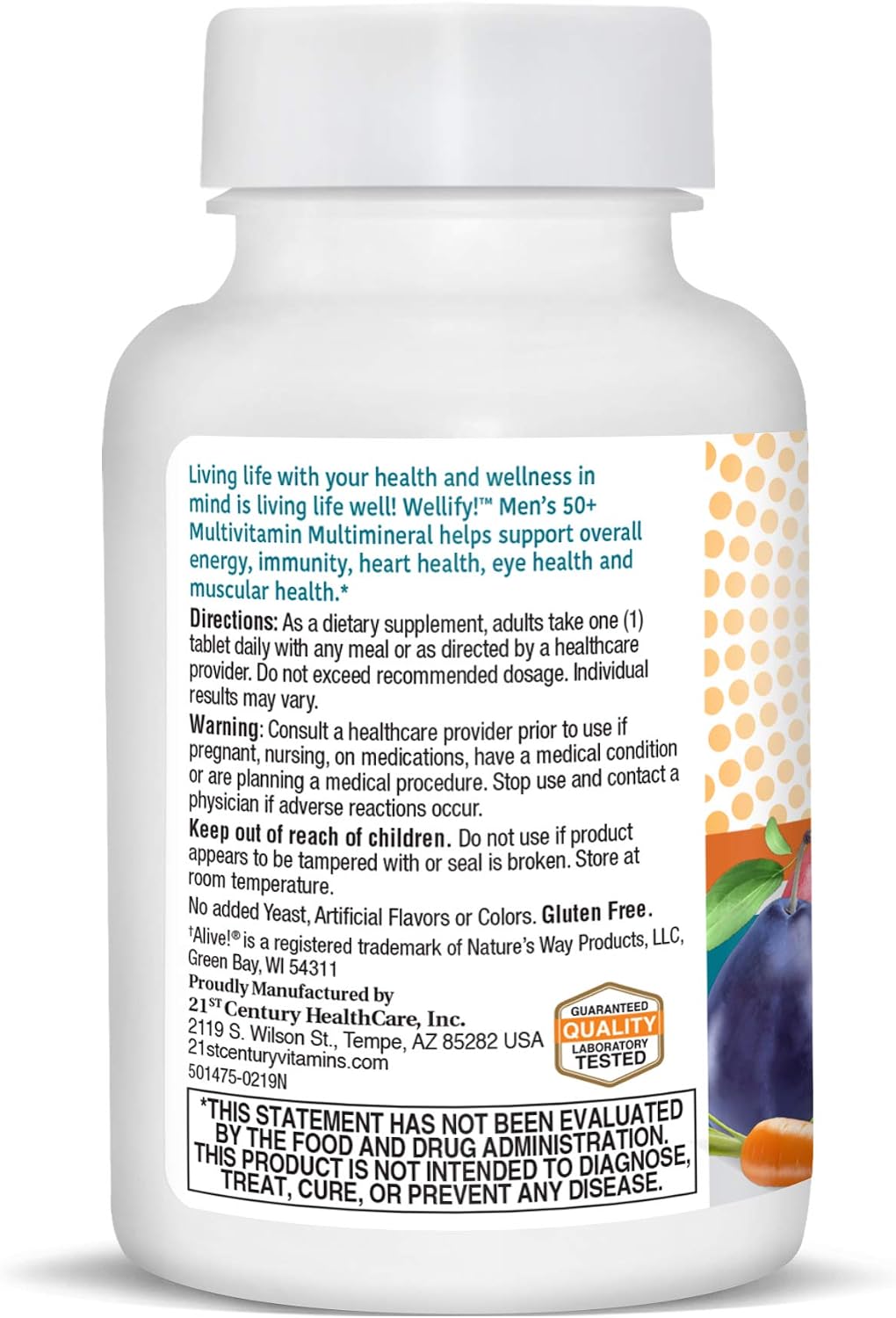 21st Century Wellify Multivitamínico para Hombres 50+ con Minerales, 65 Comprimidos