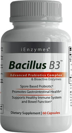 Bacillus B3 Probiótico de Esporas + Enzimas, 60 Cápsulas
