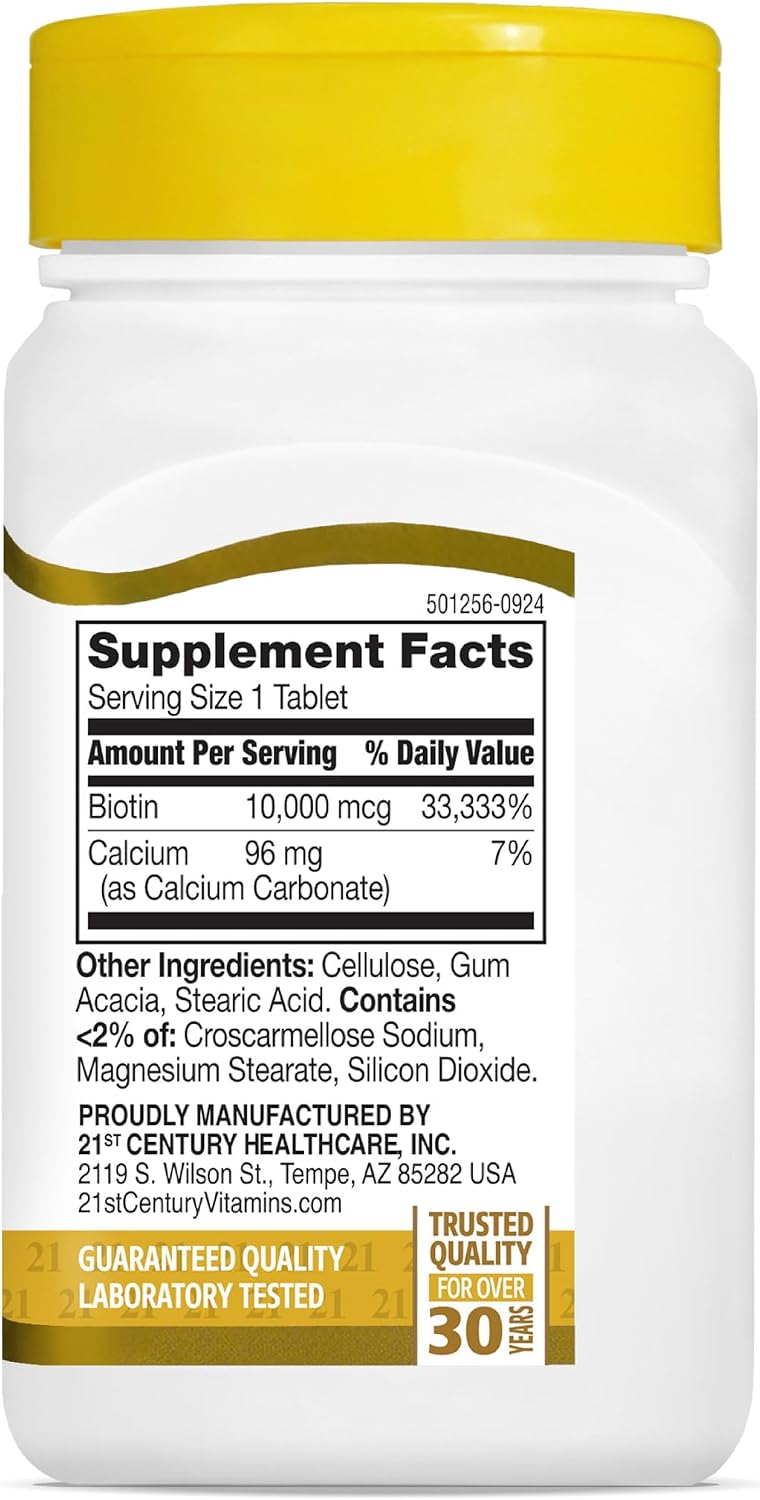 21st Century Biotina 10,000 mcg, 120 Comprimidos