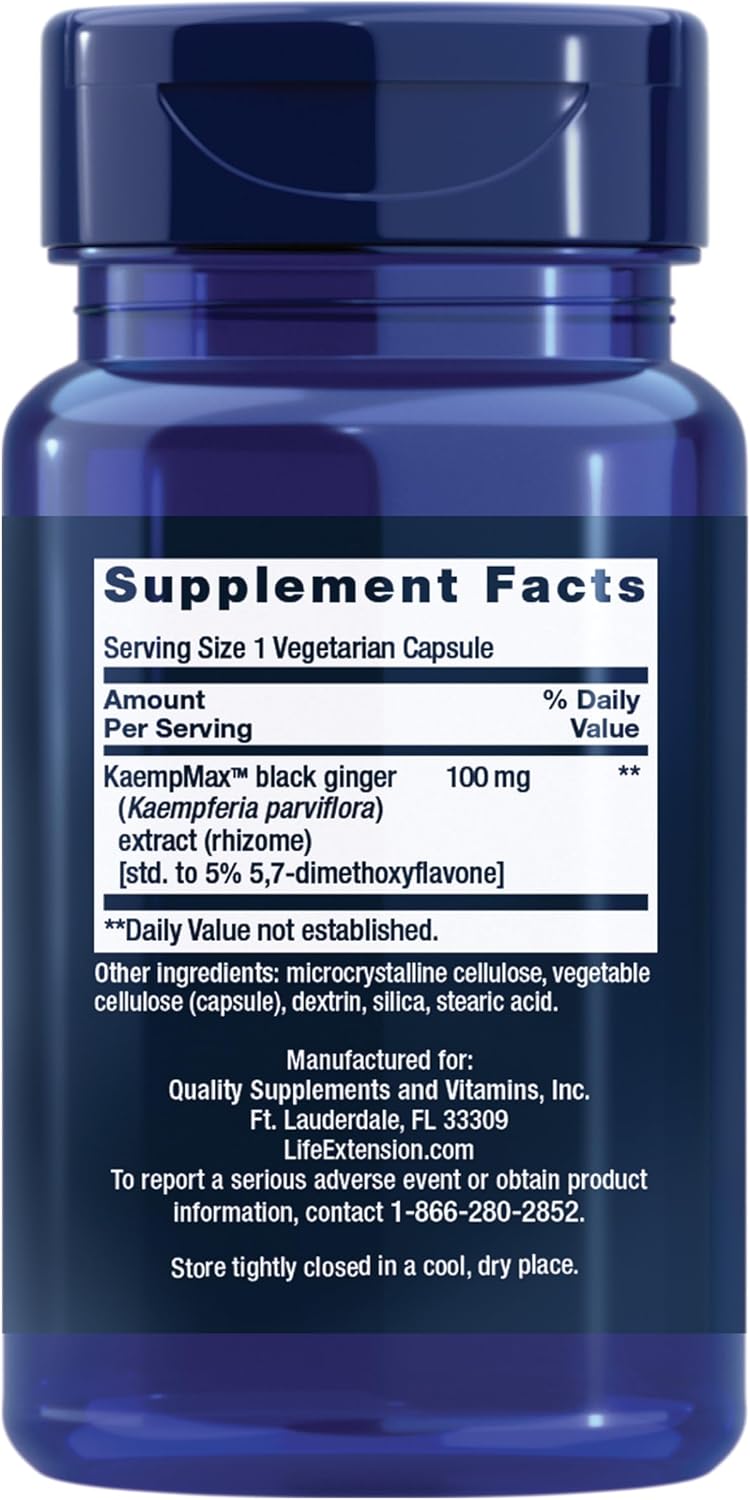 Life Extension Male Vascular Sexual Support, Jengibre Negro, 30 Cápsulas Vegetarianas