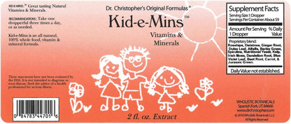 Dr. Christopher's Kid-E-Mins Vitaminas y Minerales, Sabor Naranja Natural, Multivitamínico Líquido para Niños, 2 oz – Image 2