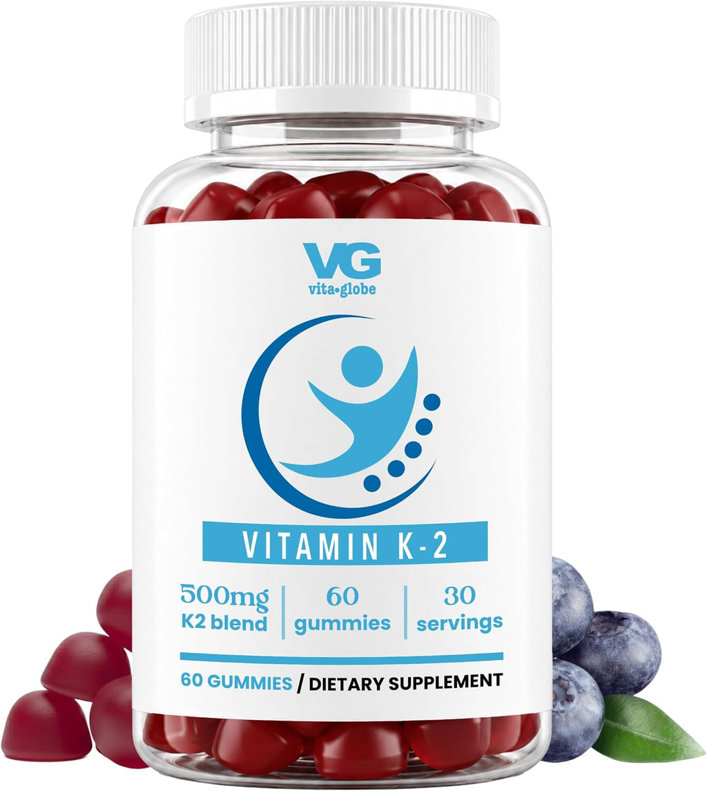 VITA Globe Vitamina K2 Gominolas – 60 unidades, vegano, no transgénico, para huesos y corazón
