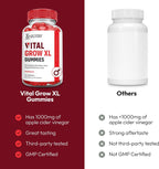 Justified Laboratories Vital Grow XL Gummies - 1000 mg de Vinagre de Manzana con Vitamina B12 y Folato - Pack de 3 (180 Gominolas) - Vegano y Sin Gluten