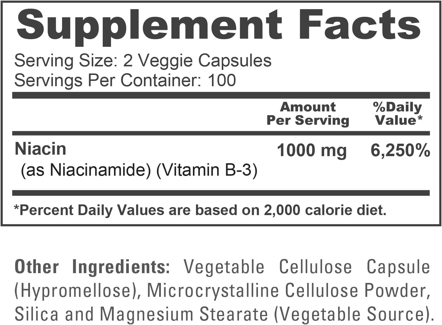 Niacinamida 1000mg 200 Cápsulas Vegetales - NusaPure - Sin Enrojecimiento