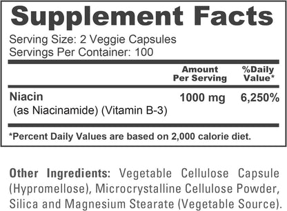 Niacinamida 1000mg 200 Cápsulas Vegetales - – No transgénico (Non-GMO) – Image 4