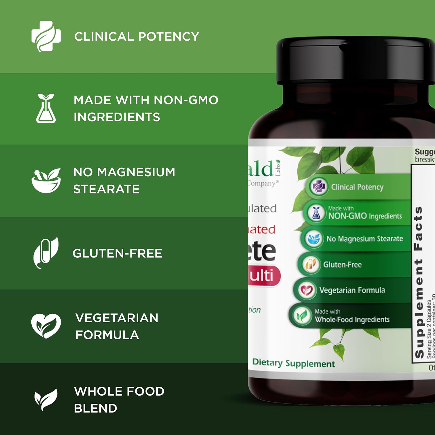 EMERALD LABS Complete Premium Multi - Complete Multivitamin with Digestive and Immune Support - 60 Vegetable Capsules
