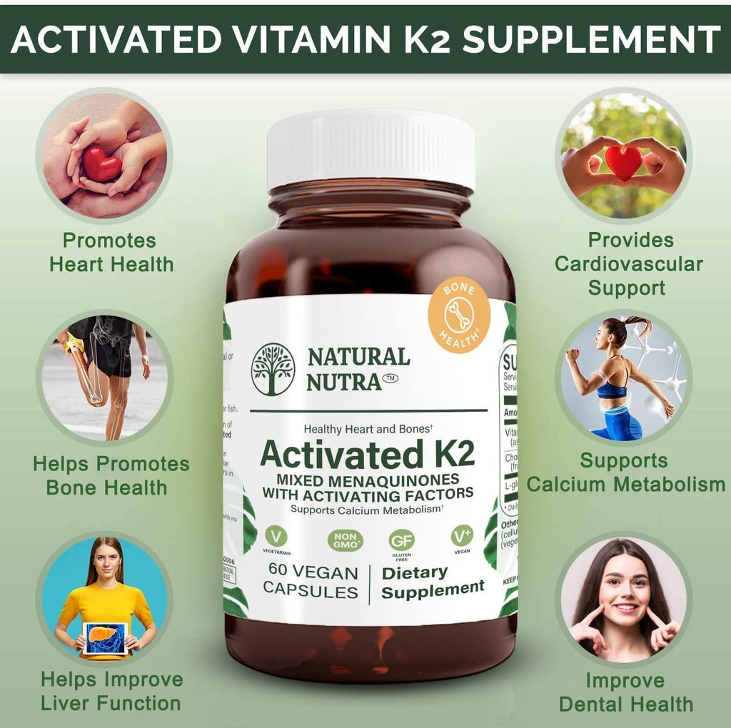 Natural Nutra Vitamina K2 Full Spectrum, 75 mcg, 180 Cápsulas (3 Envases de 60)