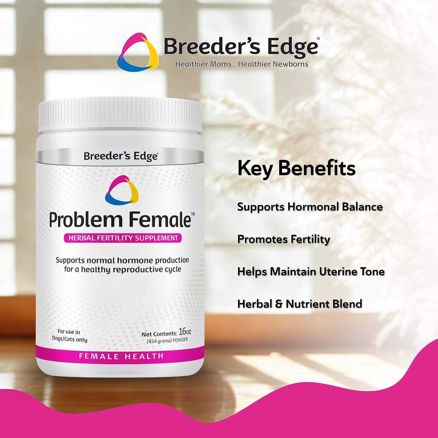Breeder’s Edge Problem Female - Suplemento hormonal para perras y gatas, 454g