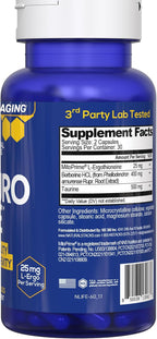 NeuroLife Longevity Supplement - 500mg Taurina & 400mg Berberina - L-Ergotioneína MitoPrime - Apoyo Cerebral para Vitalidad Cognitiva - 60 Cápsulas