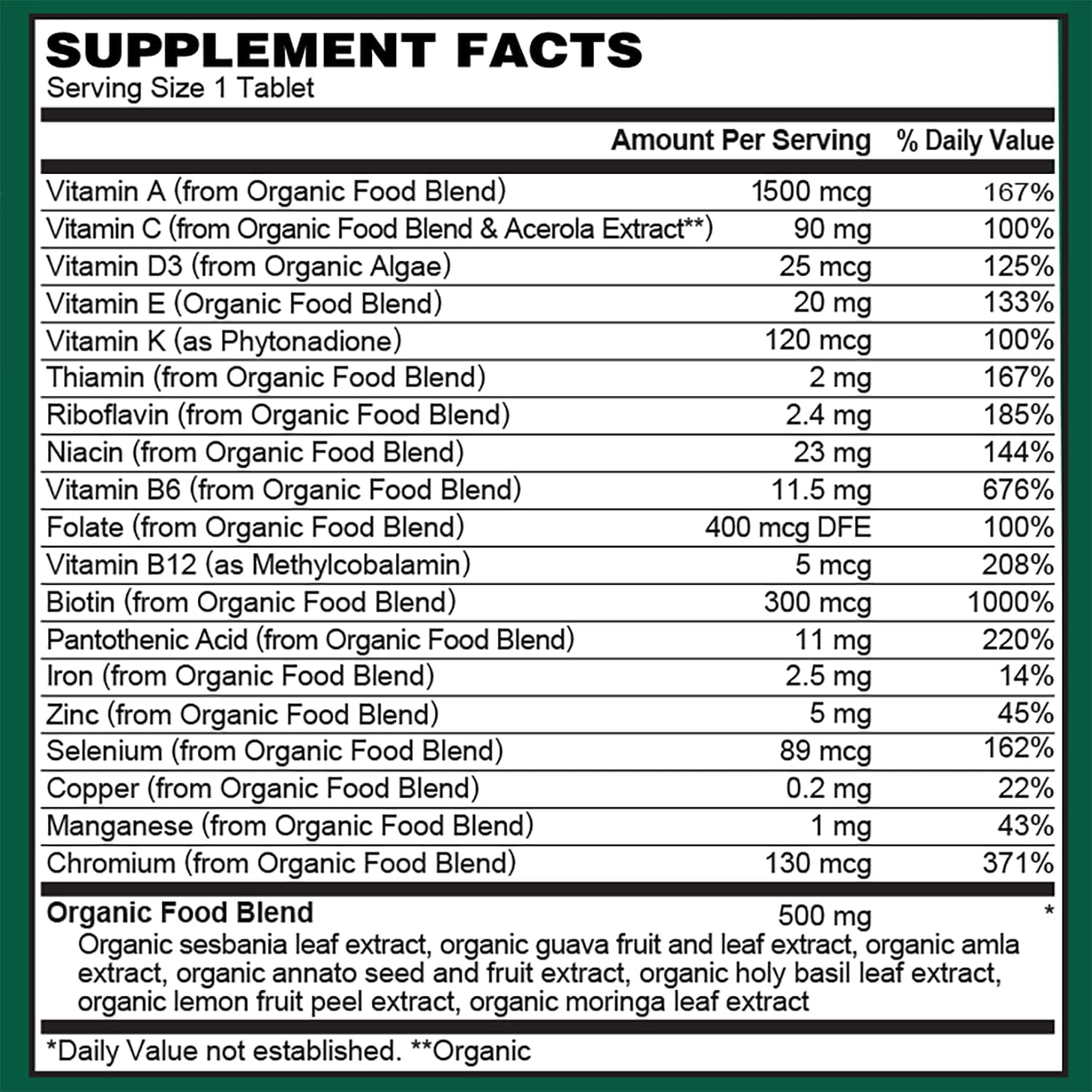 PlantFusion Multivitamínico Orgánico para Mujeres con Hierro - 30 Comprimidos Veganos