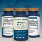 Nature's Wonder Vitamina K2 + D3 con MenaQ7, 120 cápsulas
