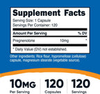 Nutricost Pregnenolona 10mg, 120 Cápsulas - No-GMO, Sin Gluten, Cápsulas Vegetarianas