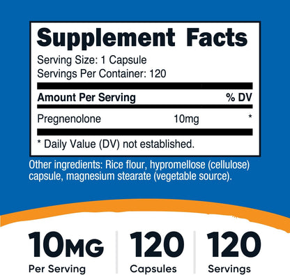 Nutricost Pregnenolona 10mg, 120 Cápsulas - No-GMO, Sin Gluten, Cápsulas Vegetarianas – Image 2